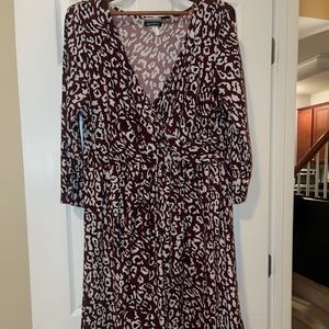 Burgundy white cheetah dress